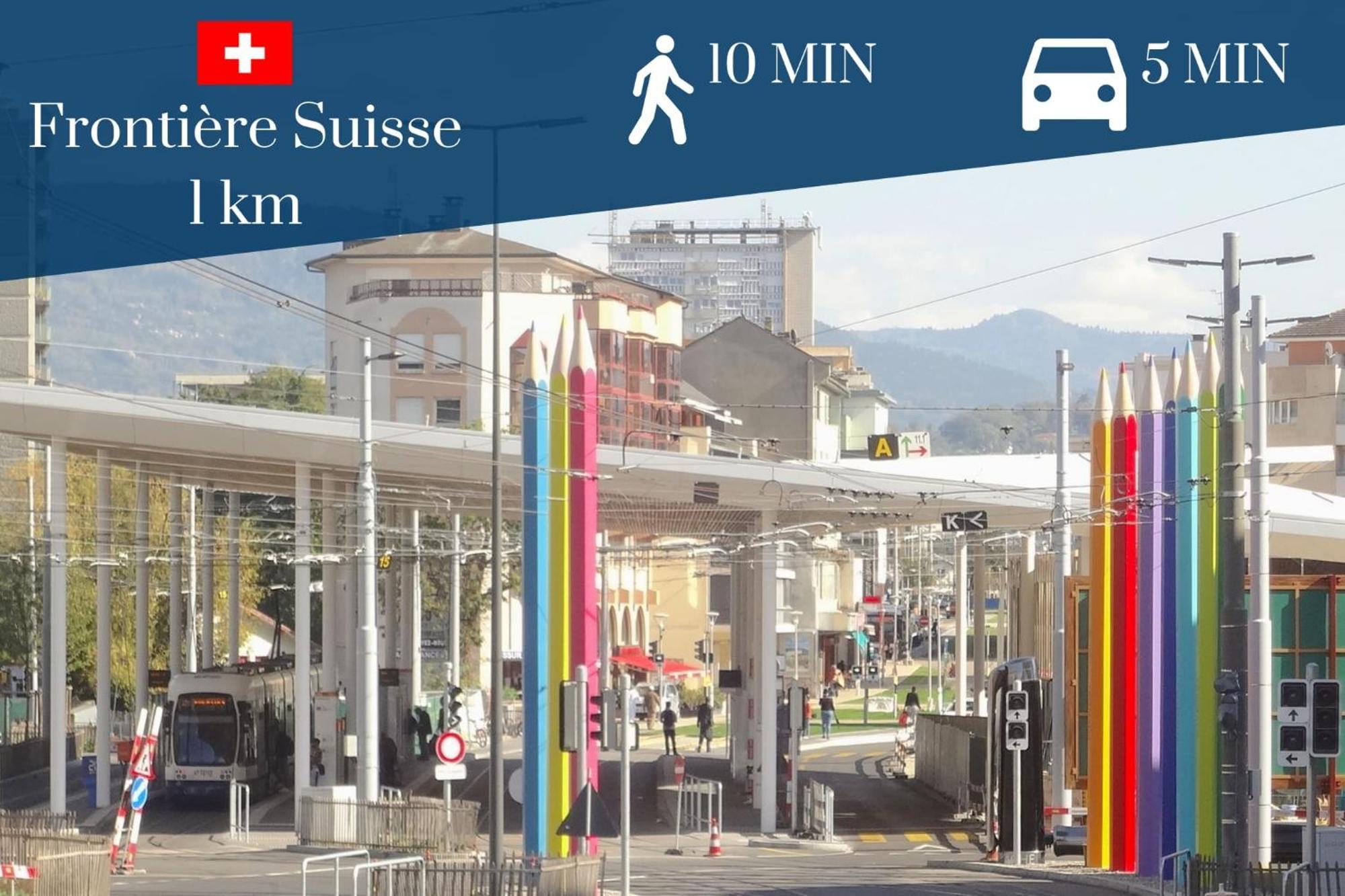 Homey Keola - Parking Prive Gratuit - Aux Portes De Geneve - Au Pied Du Tram - Appartement Avec 1 Chambre Et Un Grand Salon Avec Un Canape-Lit Амбії Екстер'єр фото