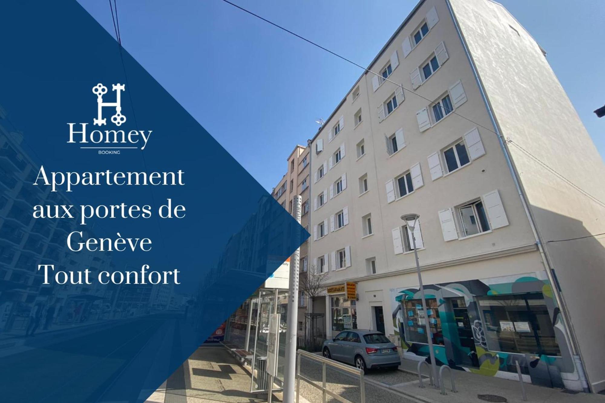Homey Keola - Parking Prive Gratuit - Aux Portes De Geneve - Au Pied Du Tram - Appartement Avec 1 Chambre Et Un Grand Salon Avec Un Canape-Lit Амбії Екстер'єр фото
